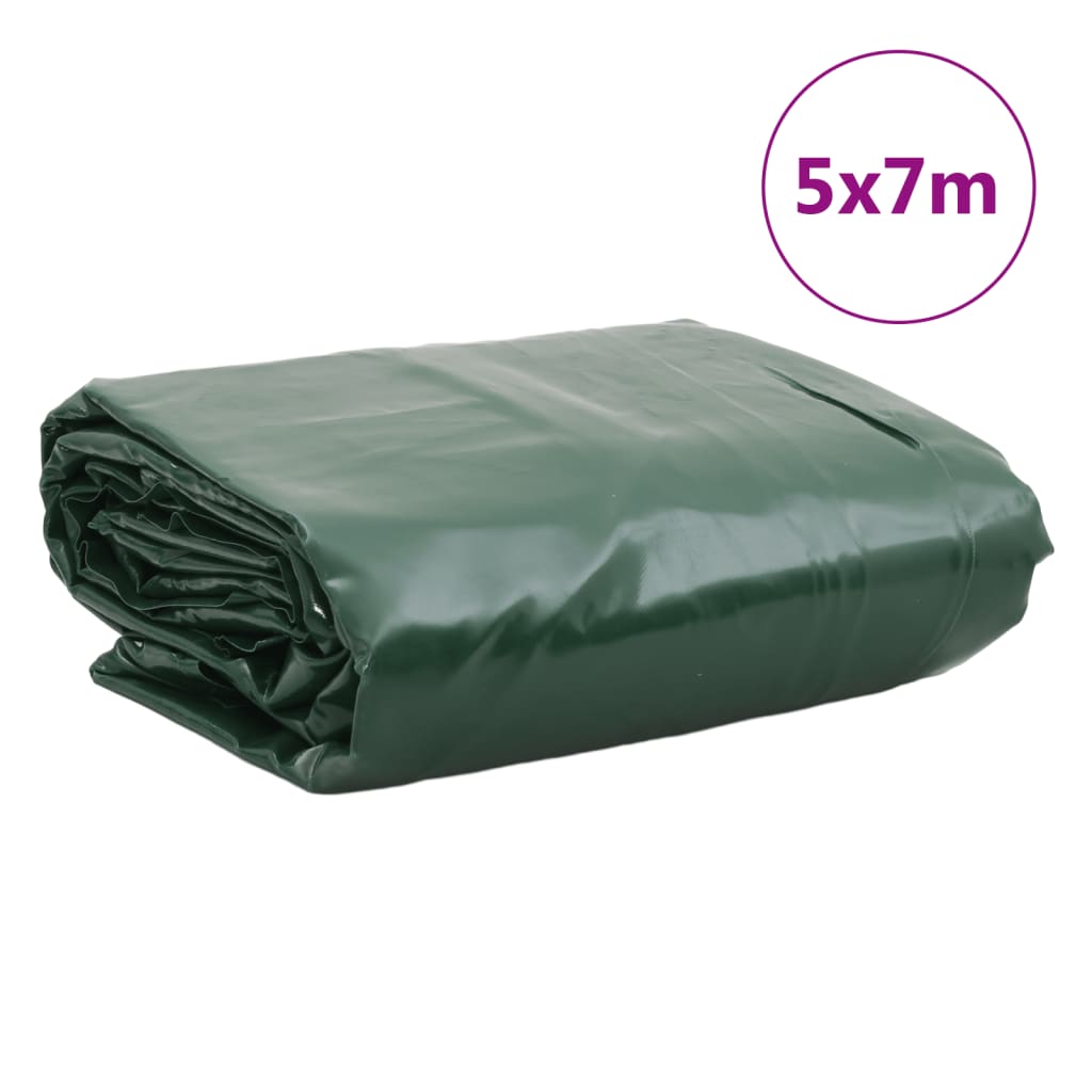 Prelata, verde, 5x7 m, 650 g/m², model fără ochiuri — imaginea 9