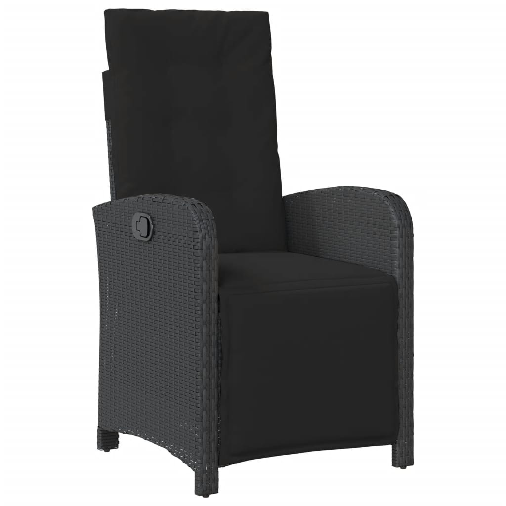 Set mobilier de gradina cu perne, 5 piese, negru, poliratan — imaginea 4