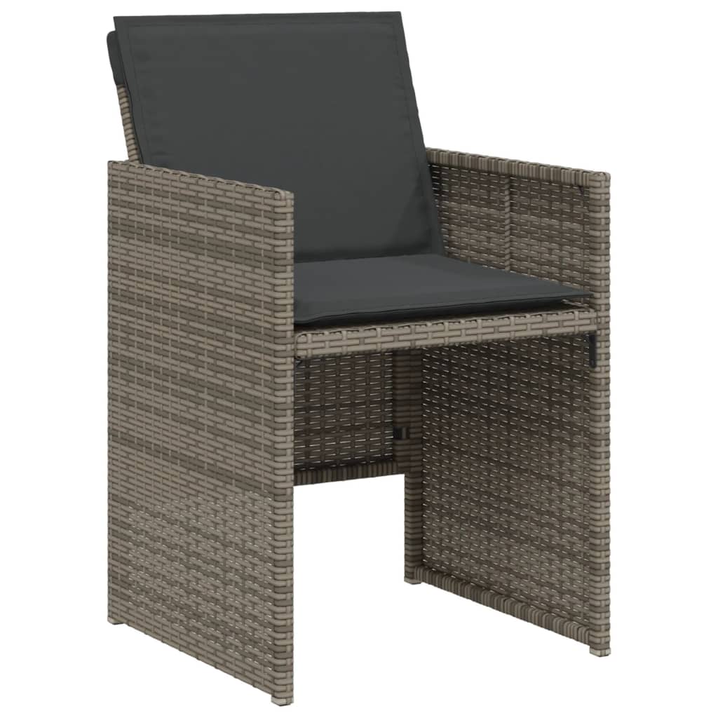 Set bistro de gradina cu perne, 3 piese, gri, poliratan — imaginea 4