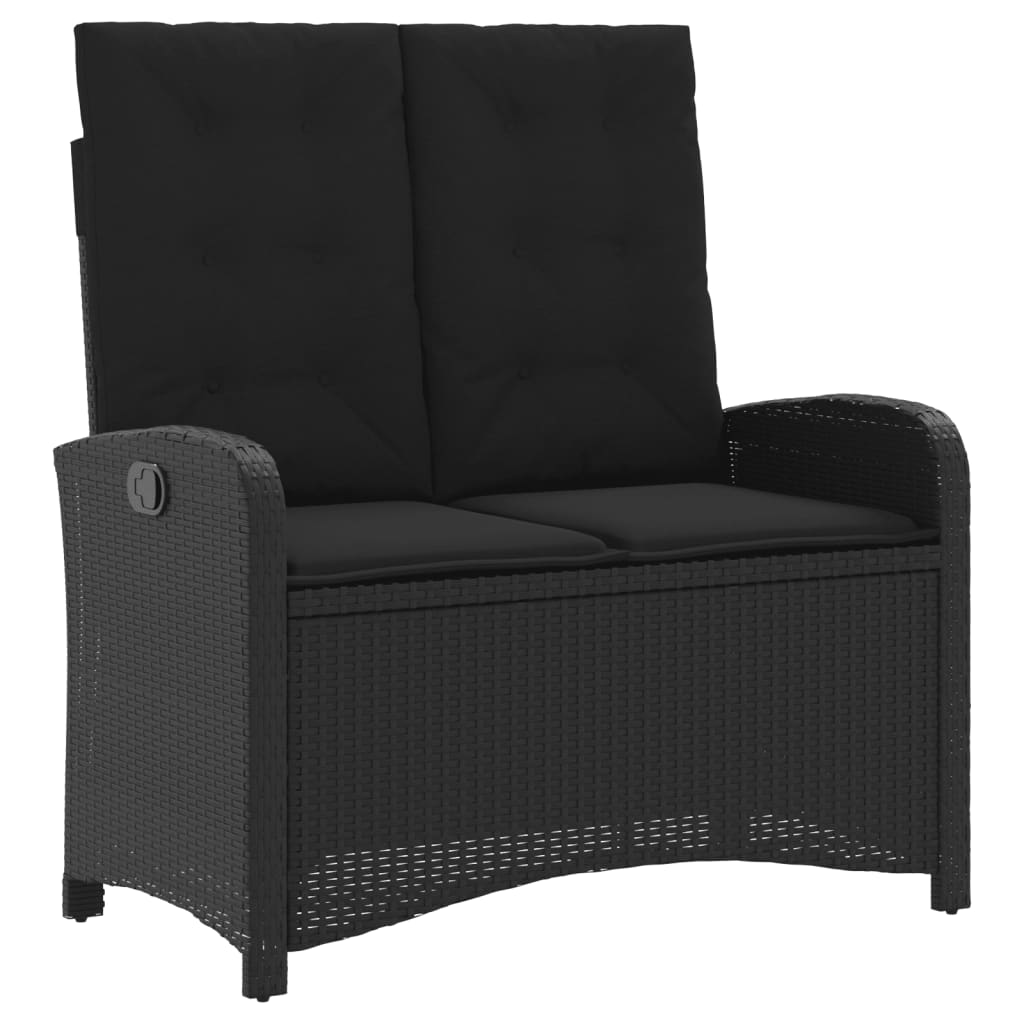 Set mobilier de gradina cu perne, 4 piese, negru, poliratan — imaginea 6