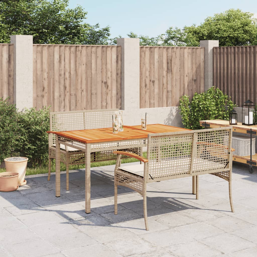 Set mobilier de gradina cu perne, 3 piese, bej, poliratan — imaginea 2