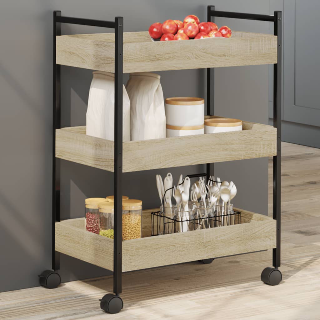 Carucior de bucatarie stejar sonoma 50x30x70 cm lemn prelucrat — imaginea 2