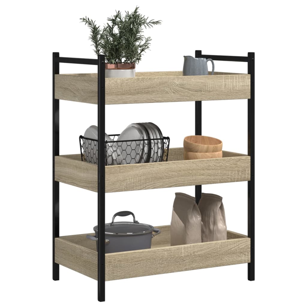 Carucior de bucatarie stejar sonoma 50x30x70 cm lemn prelucrat — imaginea 5