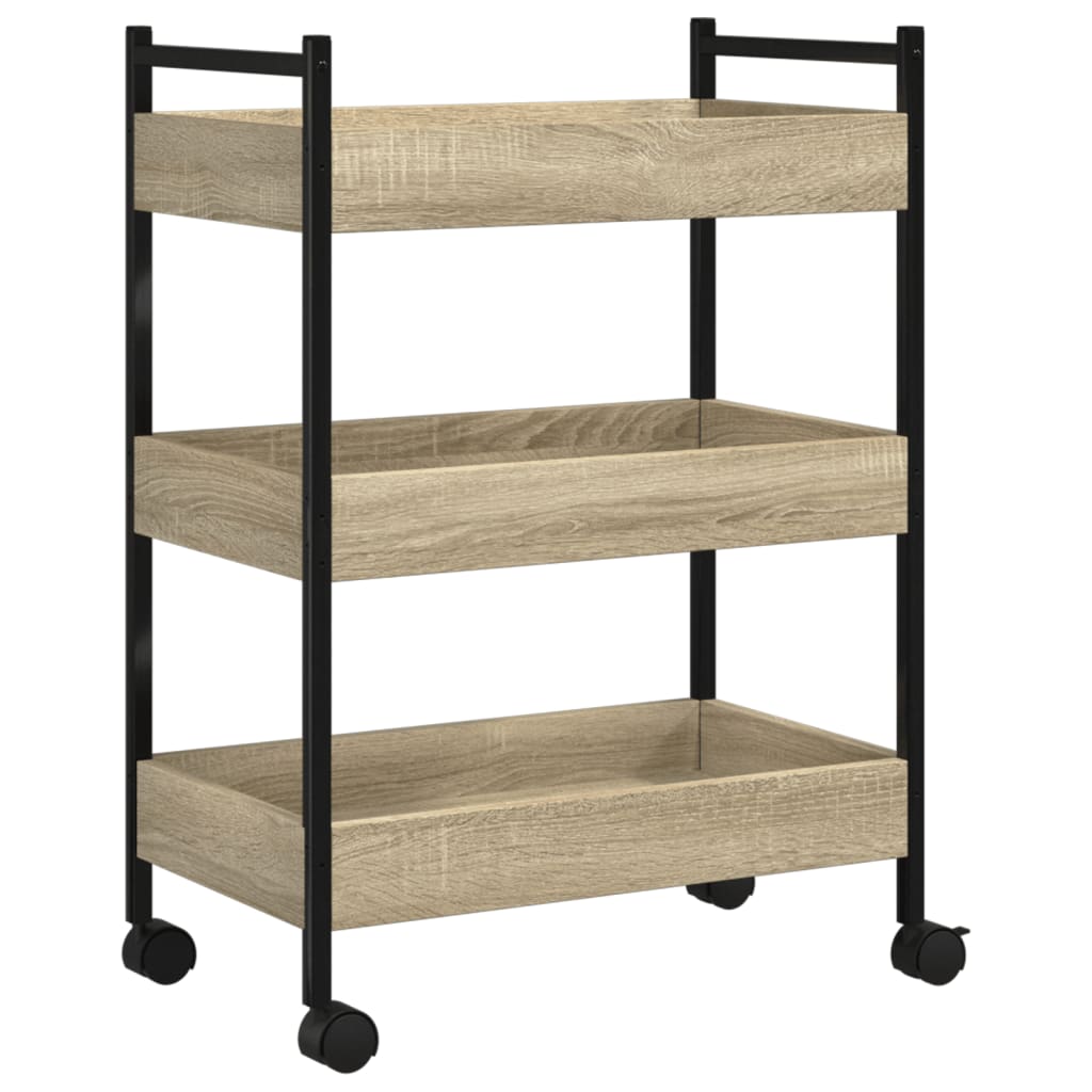 Carucior de bucatarie stejar sonoma 50x30x70 cm lemn prelucrat — imaginea 9