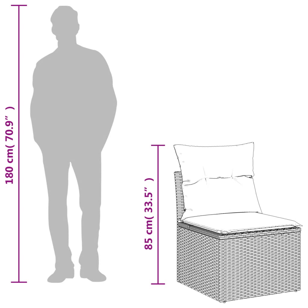 Set canapele de gradina, 13 piese, cu perne, bej, poliratan — imaginea 11