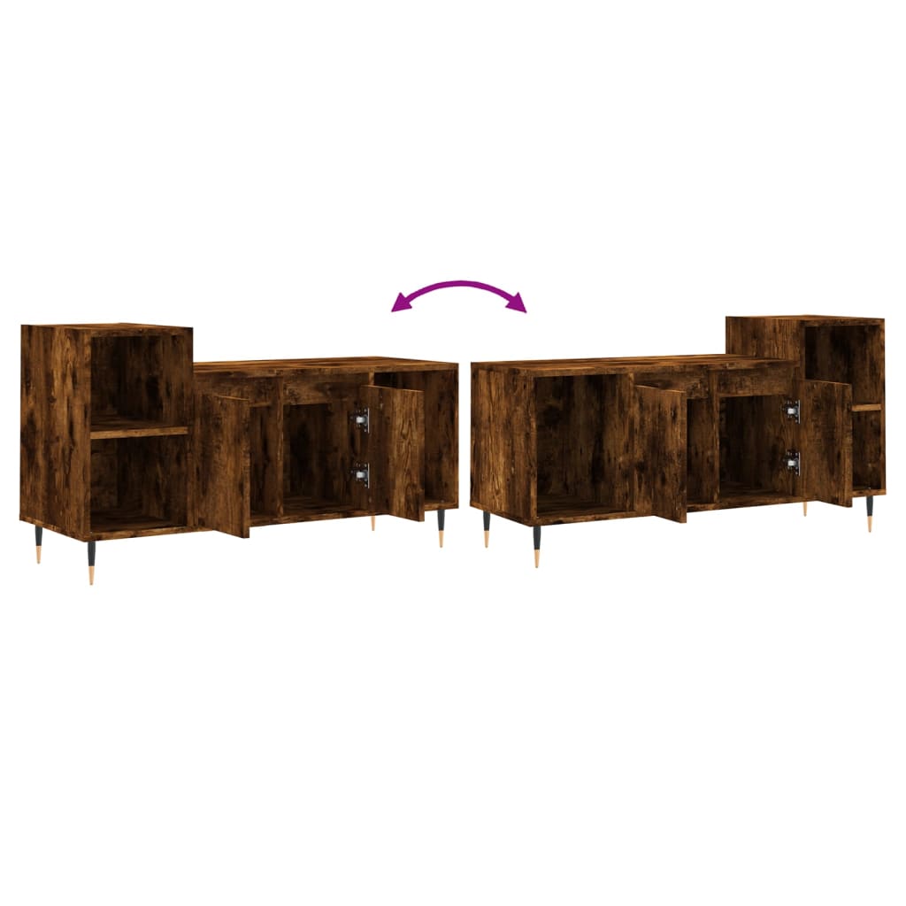 Comoda TV, stejar fumuriu, 100x35x55 cm, lemn prelucrat — imaginea 9
