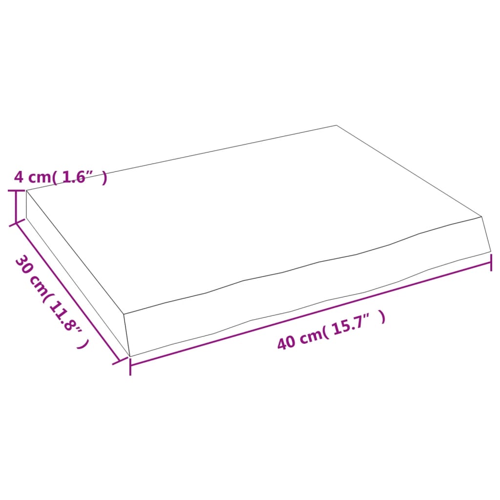 Raft de perete maro inchis lemn masiv stejar tratat, mărime 40x30x4 cm — imaginea 9