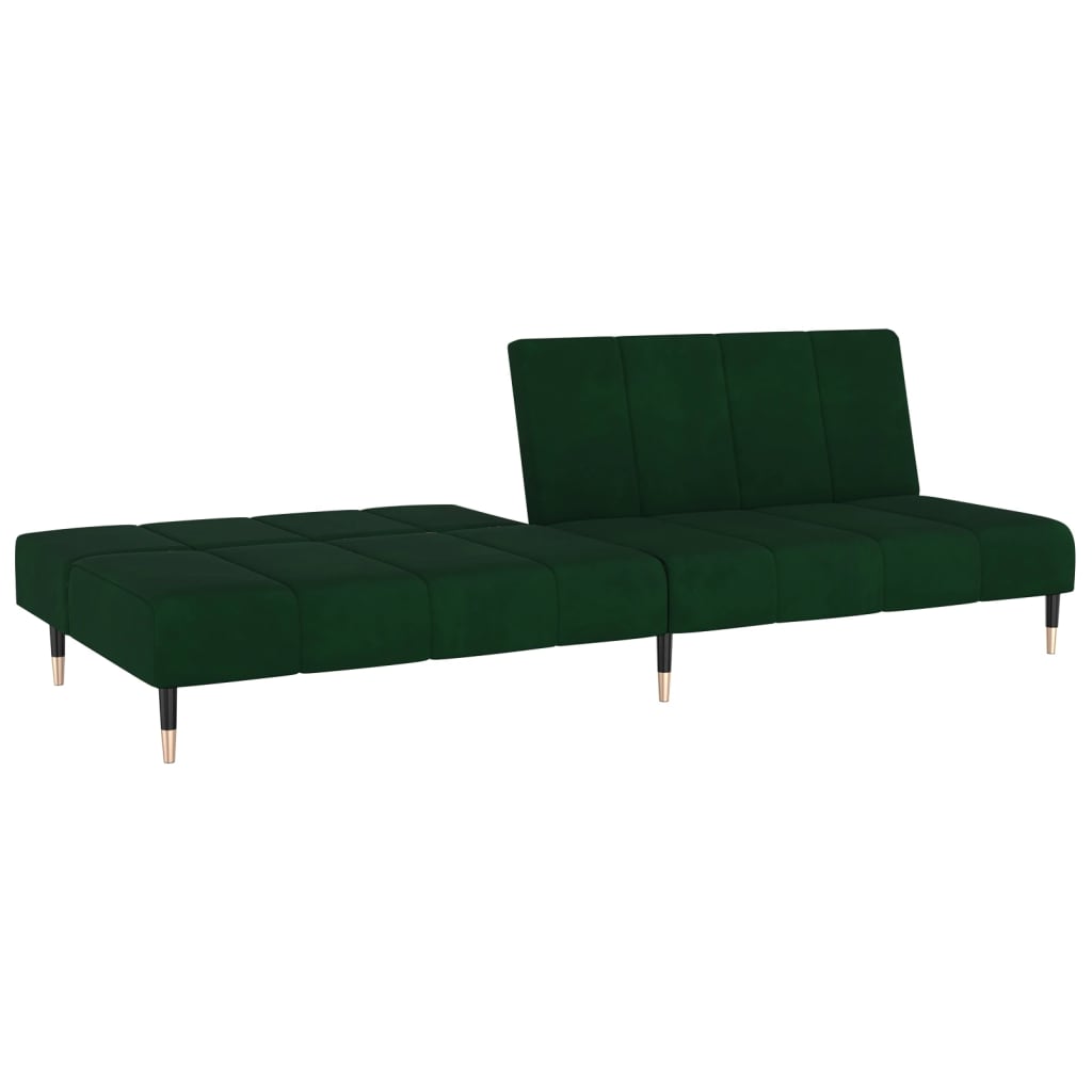Canapea extensibila cu 2 locuri, verde inchis, catifea — imaginea 4
