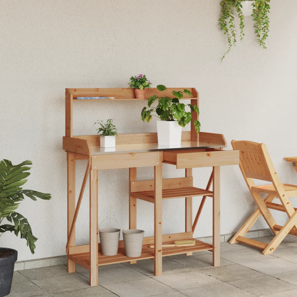 Banca cu spalier pentru plantare, maro, lemn masiv de brad — imaginea 3