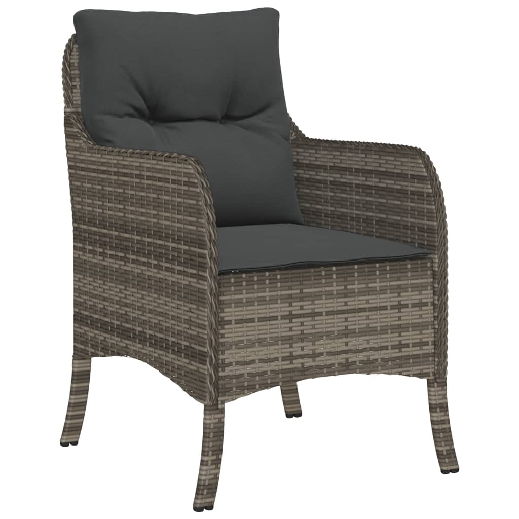 Set mobilier de gradina cu perne, 5 piese, gri, poliratan — imaginea 3