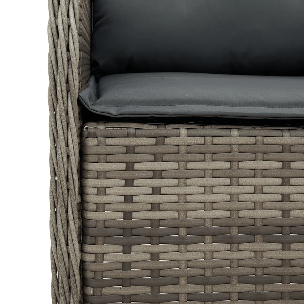 Set mobilier de gradina cu perne, 7 piese, gri, poliratan — imaginea 5