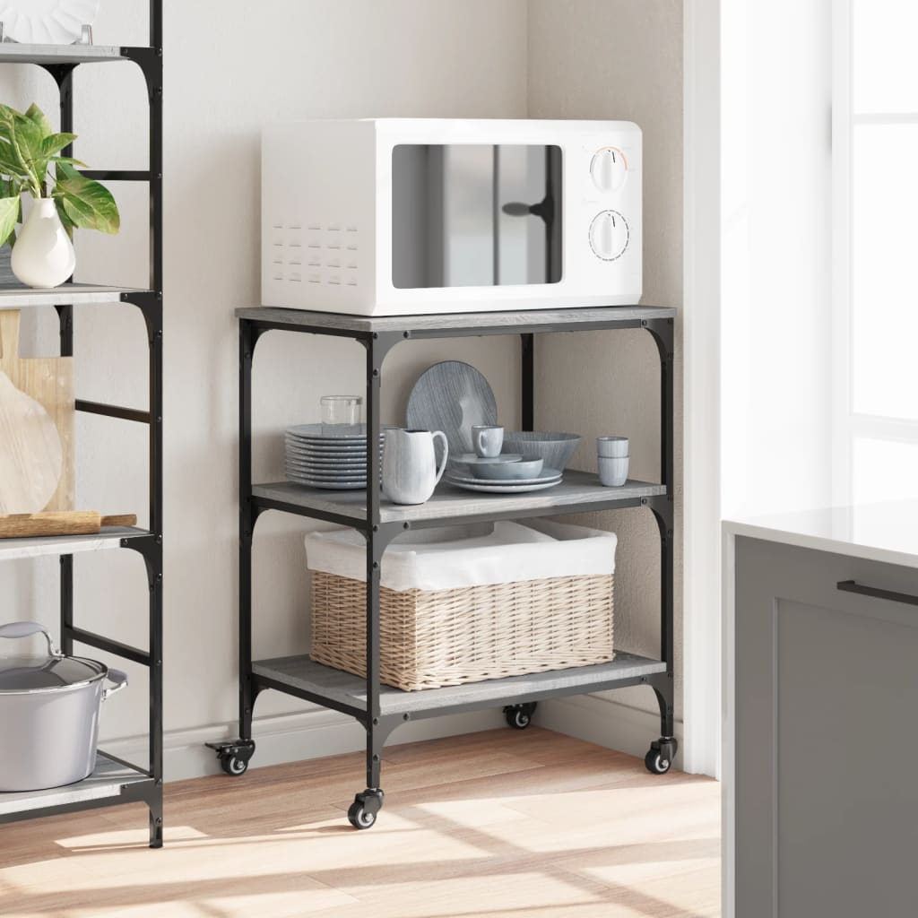 Carucior de bucatarie, gri sonoma, 60x41x76 cm, lemn prelucrat — imaginea 4