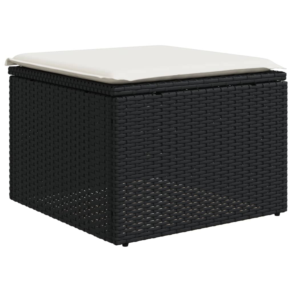 Set mobilier de gradina cu perne, 9 piese, negru, poliratan — imaginea 6