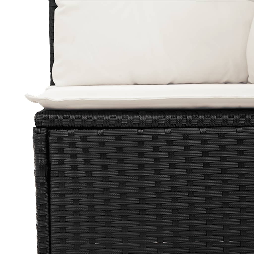 Set canapele de gradina cu perne, 7 piese, negru, poliratan — imaginea 7
