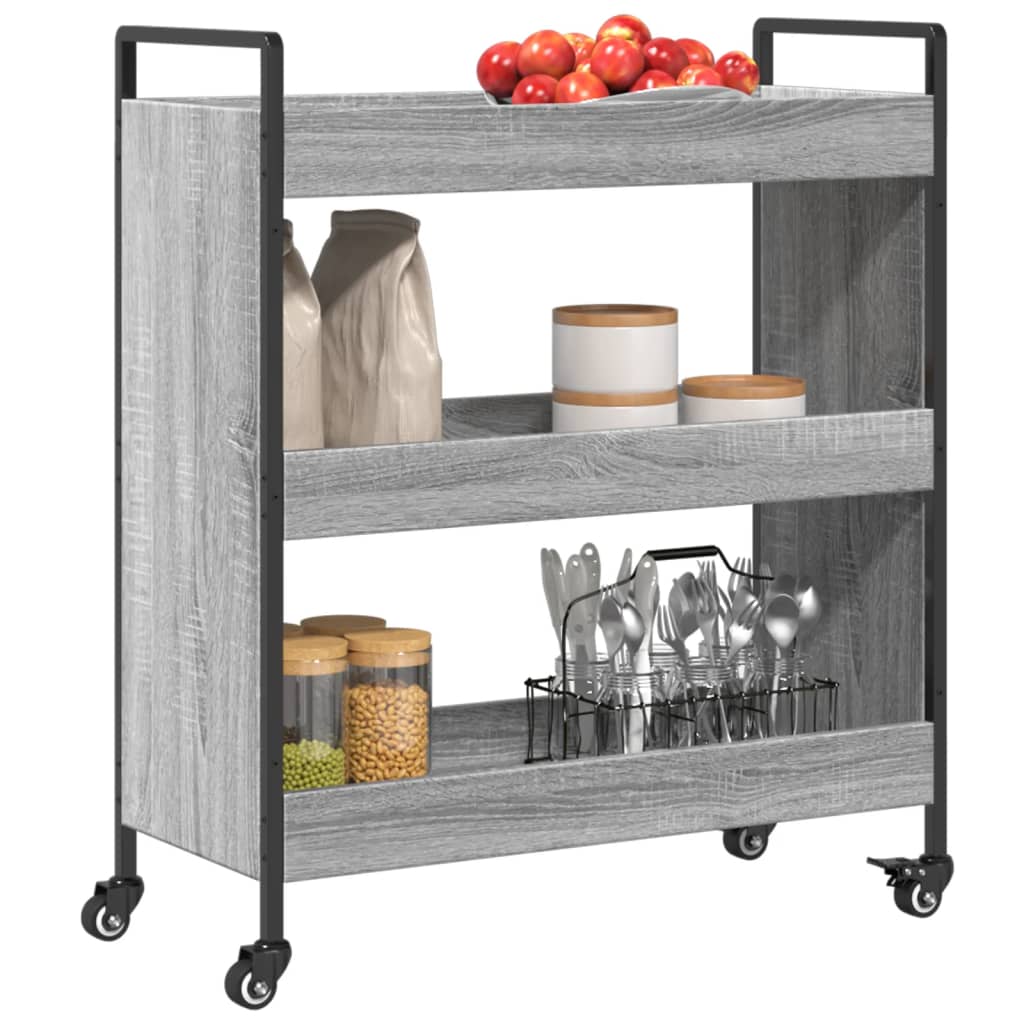 Carucior de bucatarie, gri sonoma, 70x30x82 cm, lemn prelucrat — imaginea 6