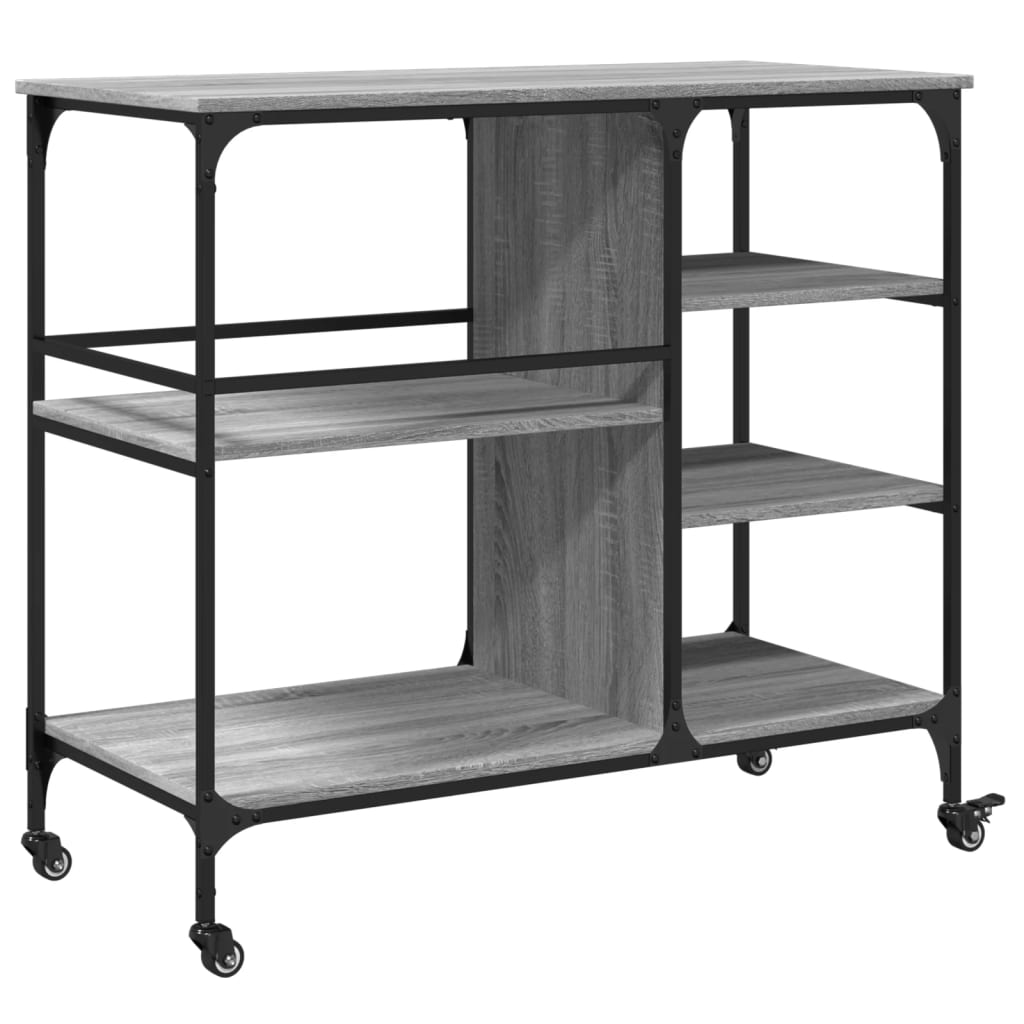 Carucior de bucatarie, gri sonoma 100x45x89,5 cm lemn prelucrat — imaginea 9