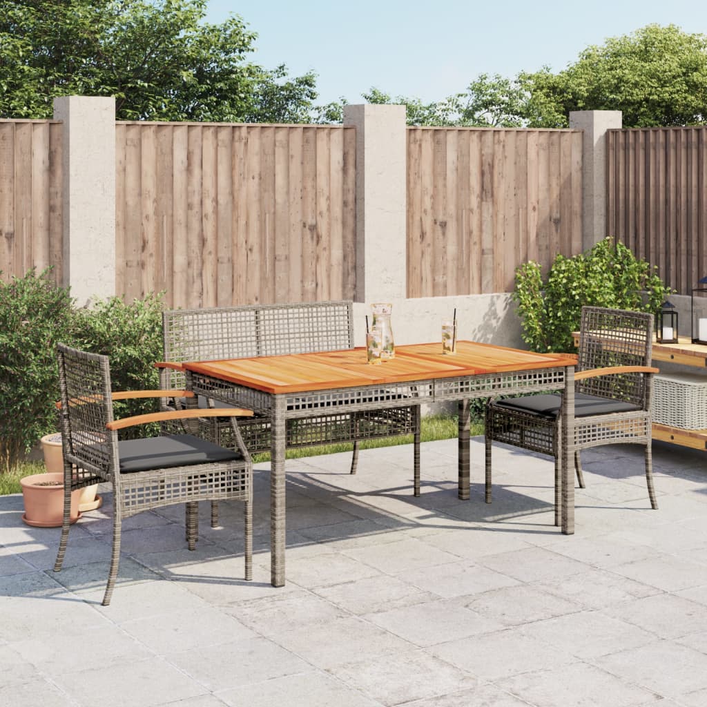 Set mobilier de gradina cu perne, 4 piese, gri, poliratan — imaginea 2