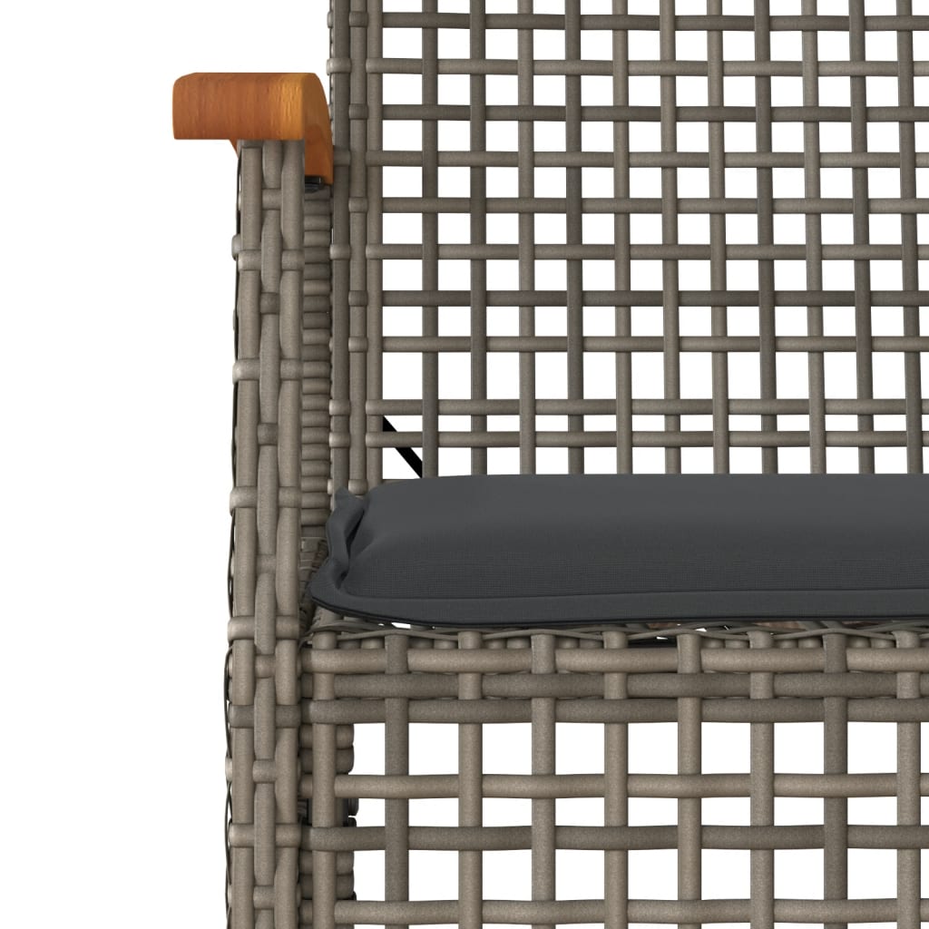 Set mobilier de gradina cu perne, 4 piese, gri, poliratan — imaginea 4