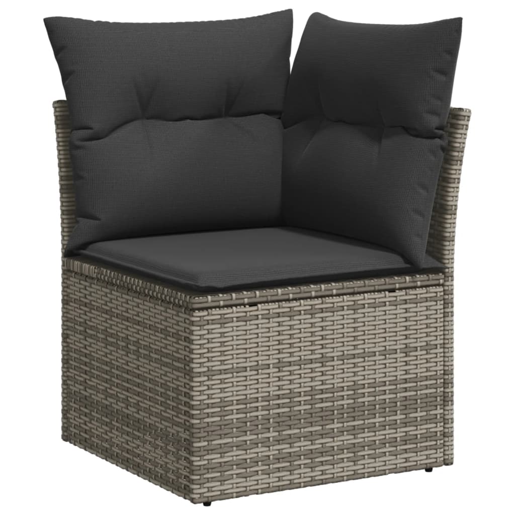 Set mobilier gradina cu perne, 6 piese, gri, poliratan — imaginea 4