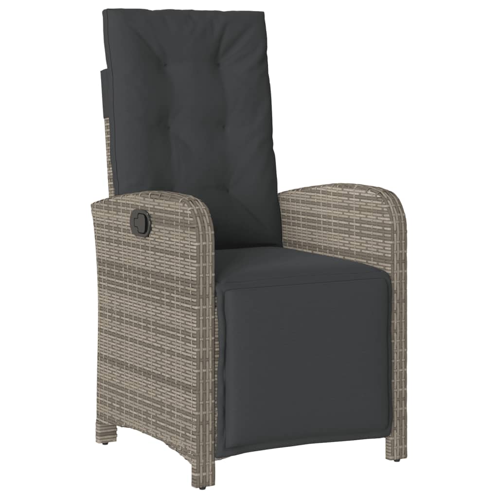 Set mobilier de gradina cu perne, 4 piese, gri, poliratan — imaginea 7