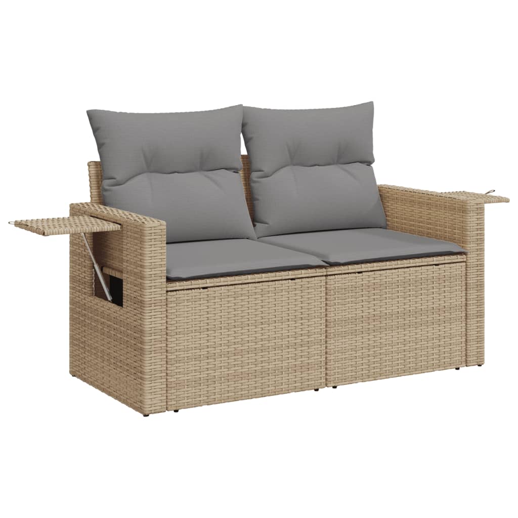 Set canapele de gradina cu perne, 6 piese, bej, poliratan — imaginea 5