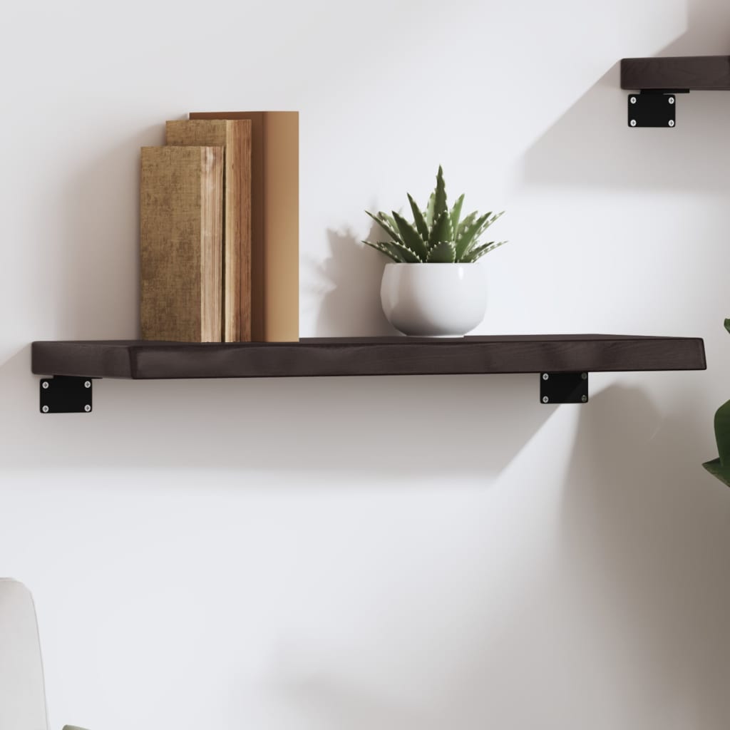 Raft de perete maro inchis 60x20x4 cm lemn masiv stejar tratat — imaginea 6