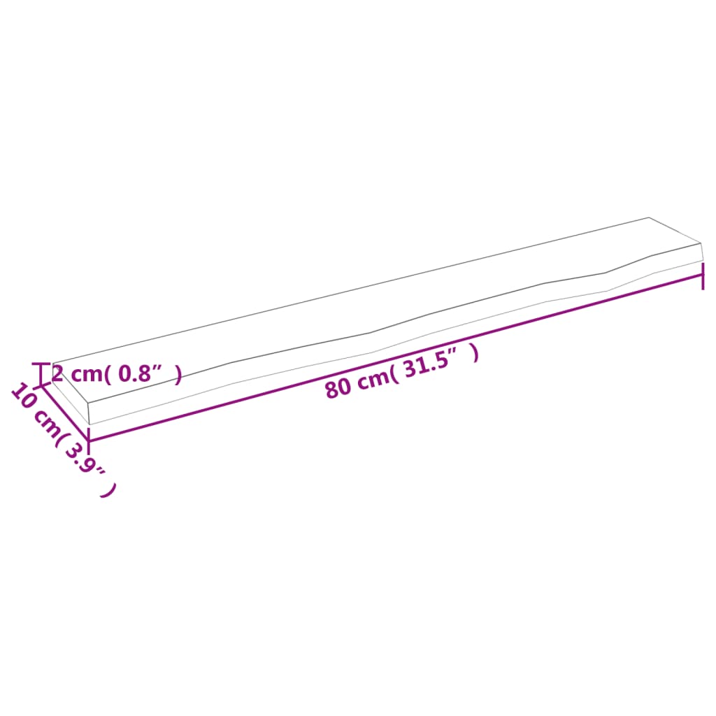 Raft de perete maro inchis 80x10x2 cm lemn masiv stejar tratat — imaginea 7