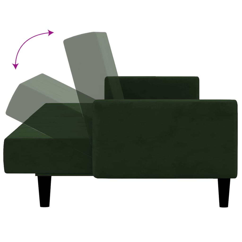 Canapea extensibila cu 2 locuri, verde inchis, catifea — imaginea 8