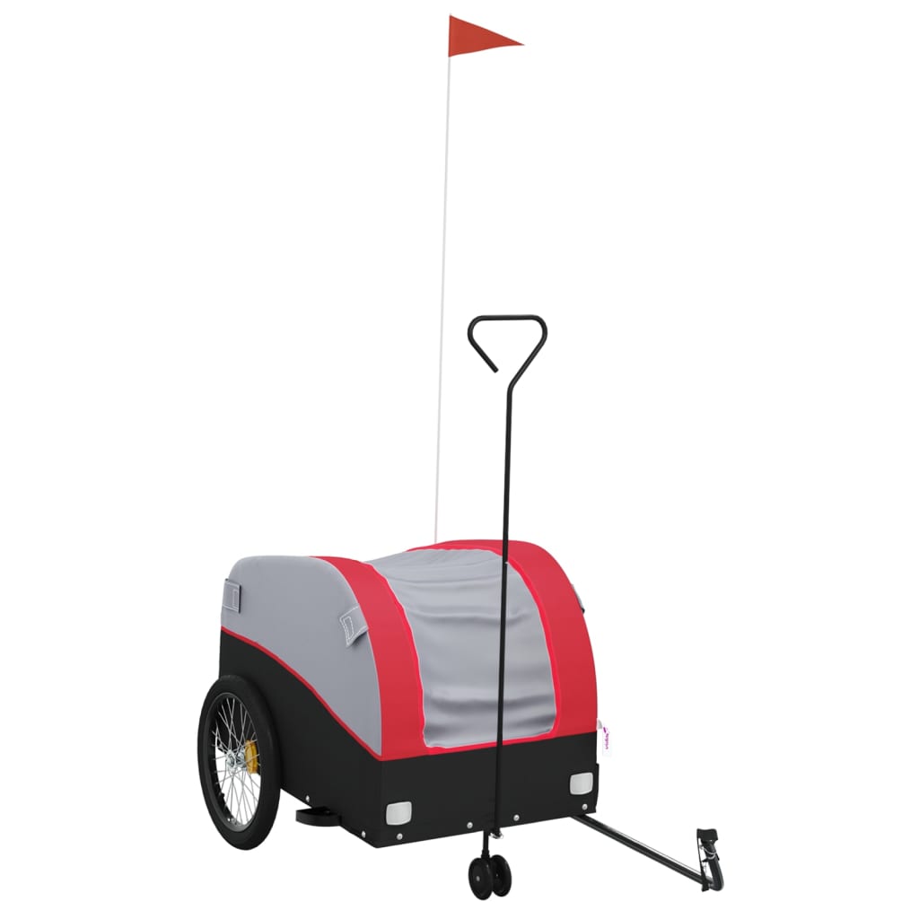 Remorca pentru biciclete, negru și rosu, 45 kg, fier, mărime 63x126x63 cm