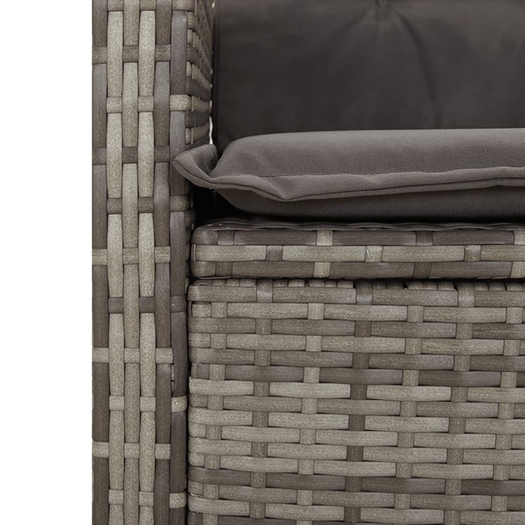 Set mobilier de gradina cu perne, 5 piese, gri, poliratan — imaginea 7
