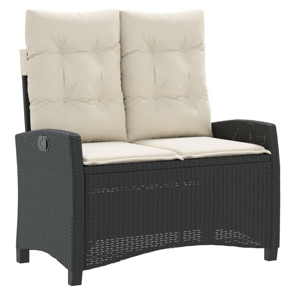 Set mobilier de gradina cu perne, 4 piese, negru, poliratan — imaginea 4