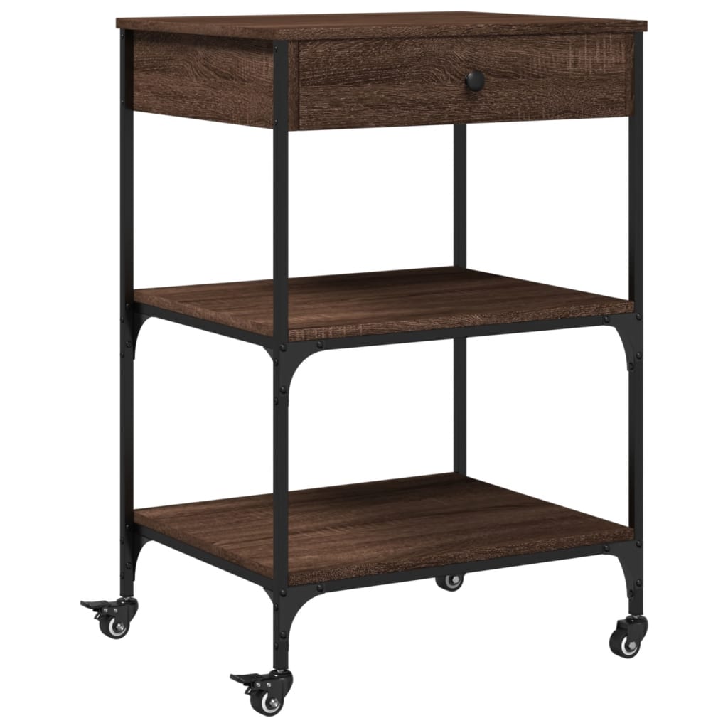 Carucior de bucatarie, stejar maro 60x48x89,5 cm lemn prelucrat