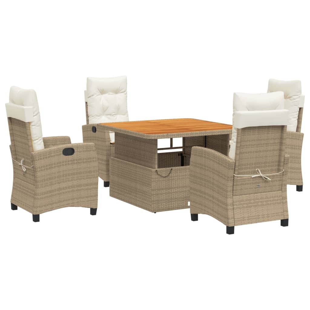 Set mobilier de gradina cu perne, 5 piese, bej, poliratan