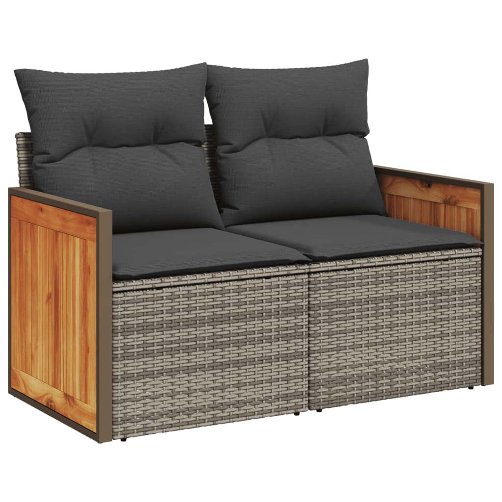 Set mobilier de gradina cu perne, 13 piese, gri, poliratan — imaginea 4