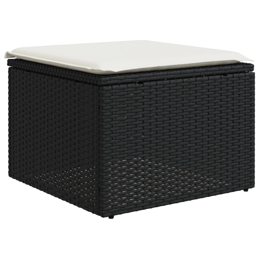 Set canapele de gradina cu perne, 10 piese, negru, poliratan — imaginea 6