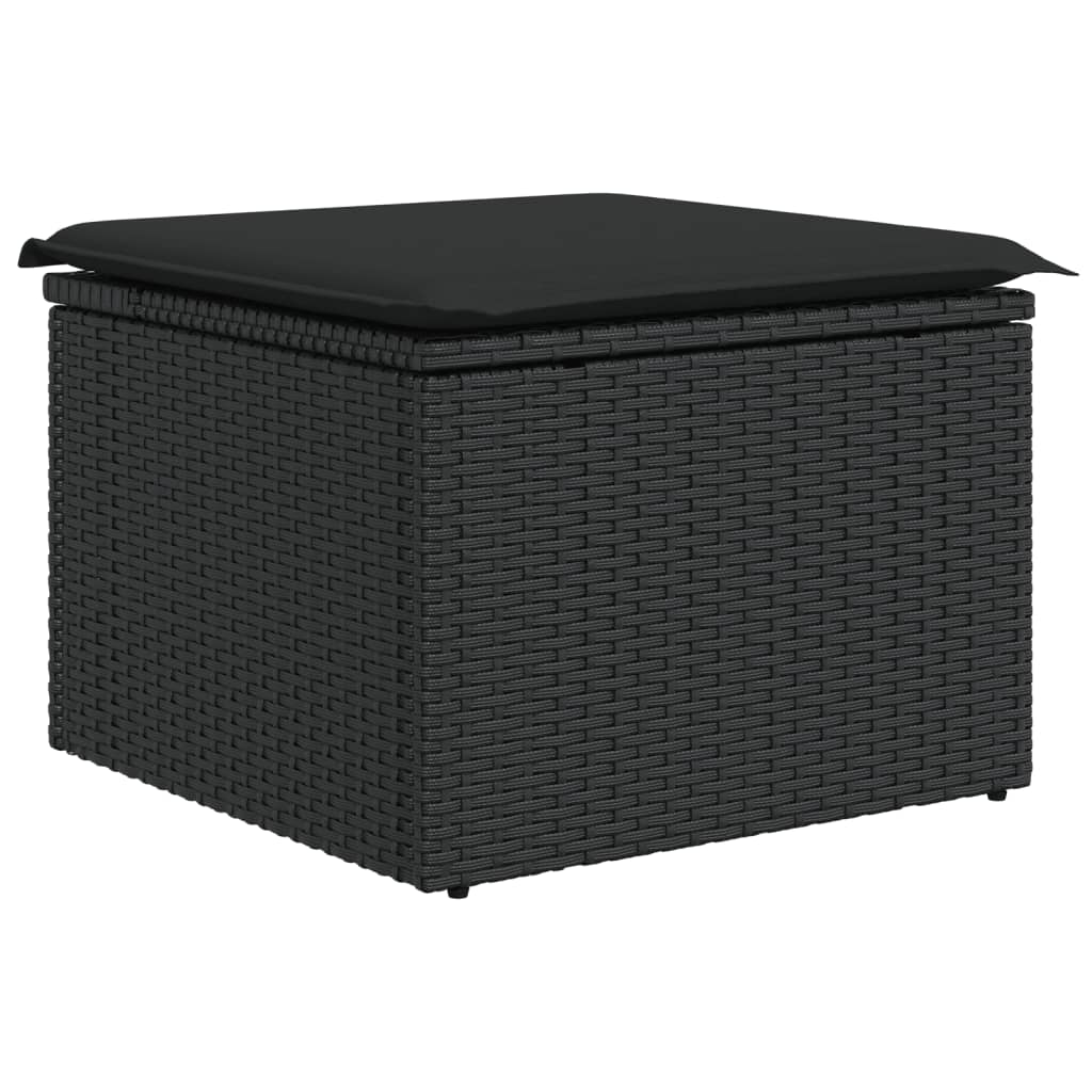 Set canapele de gradina cu perne, 7 piese, negru, poliratan — imaginea 9