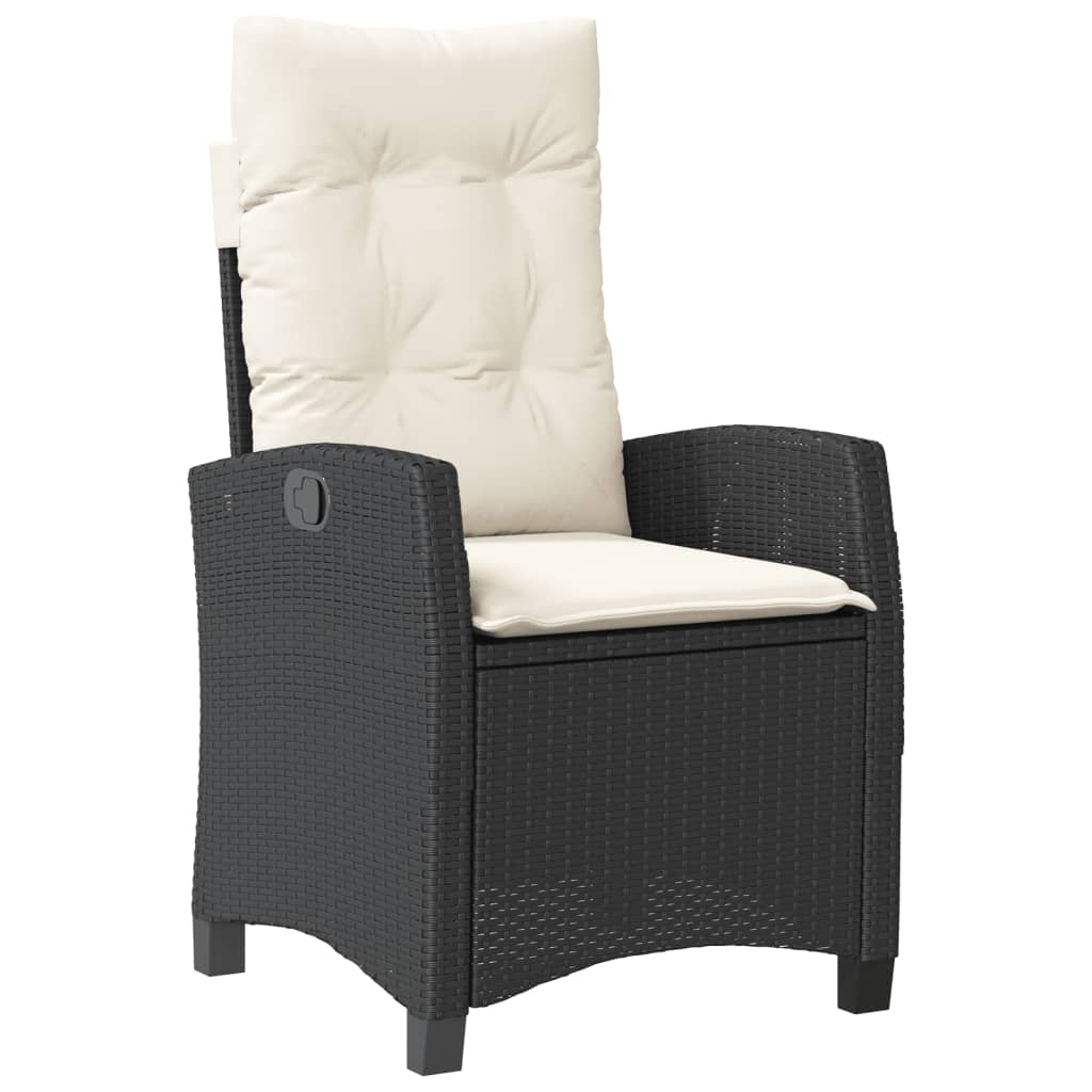 Set mobilier de gradina cu perne, 5 piese, negru, poliratan — imaginea 3