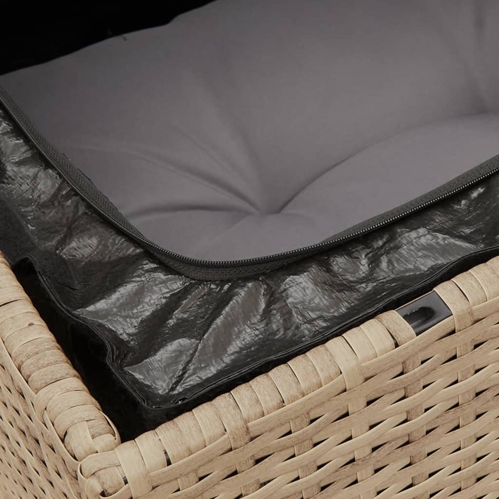 Set canapele de gradina, 9 piese, cu perne, bej, poliratan — imaginea 7