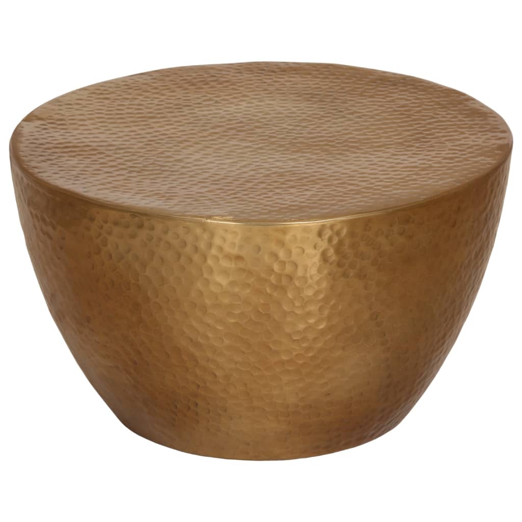 Masuta de cafea, alama, Ø 50x30 cm, aluminiu batut la ciocan