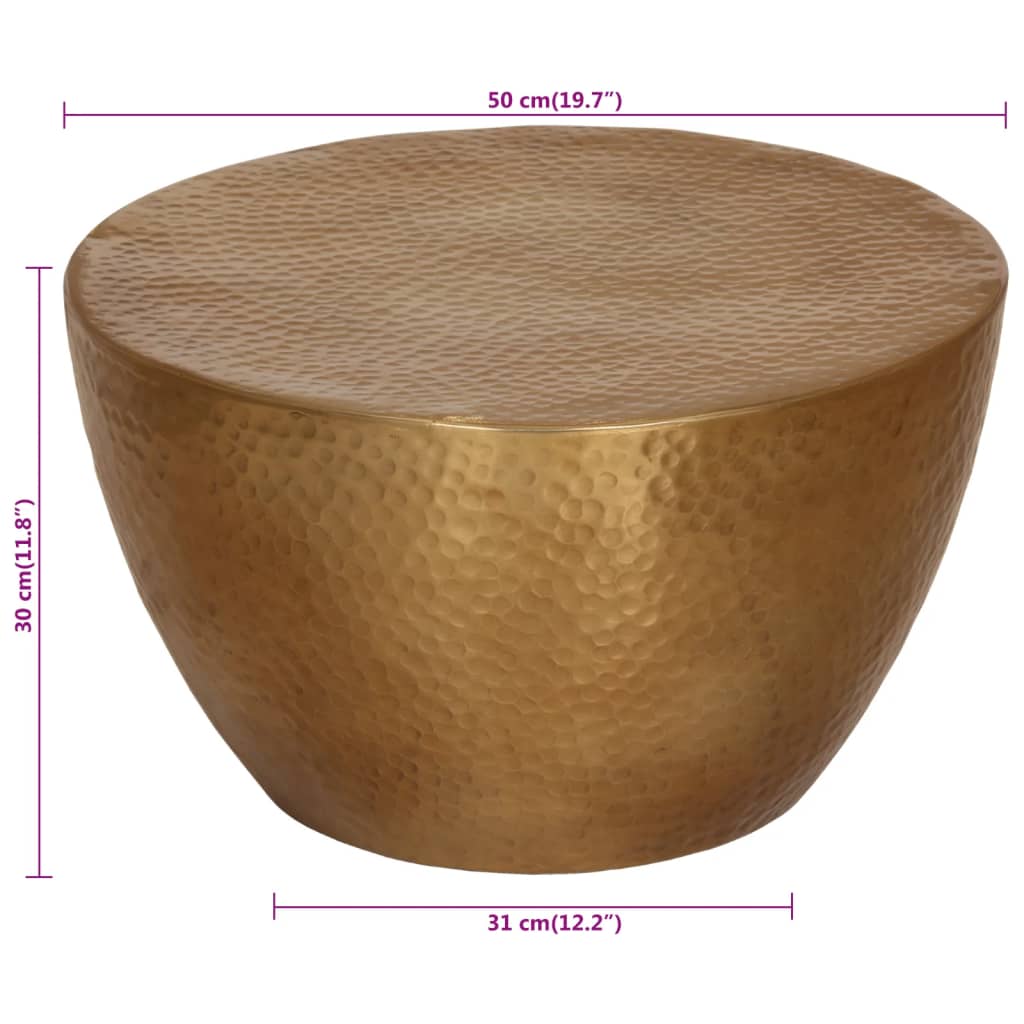 Masuta de cafea, alama, Ø 50x30 cm, aluminiu batut la ciocan — imaginea 9