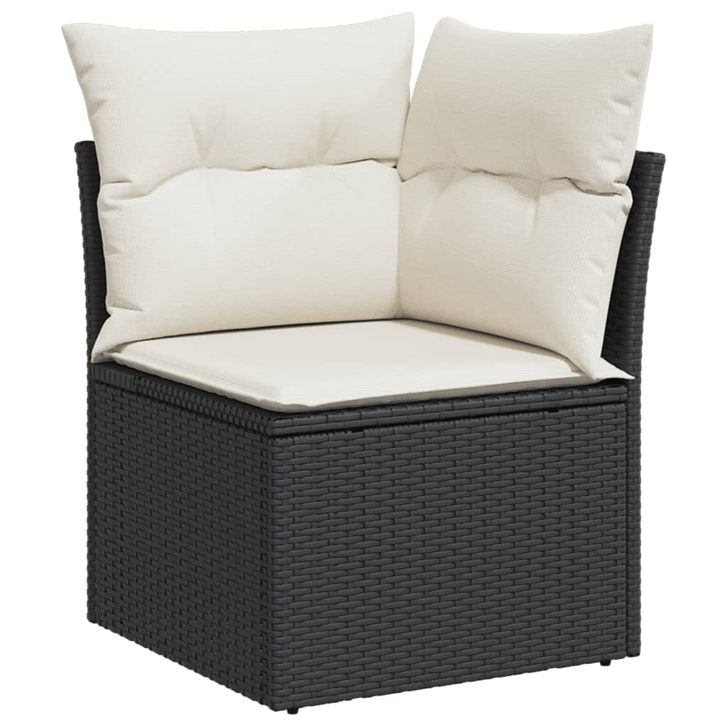 Set mobilier de gradina cu perne, 6 piese, negru, poliratan — imaginea 4