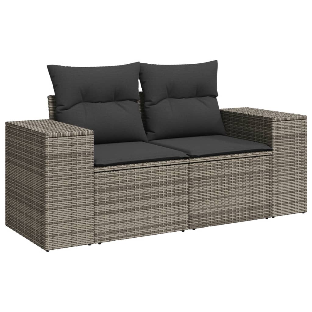 Set canapele de gradina cu perne, 8 piese, gri, poliratan — imaginea 4