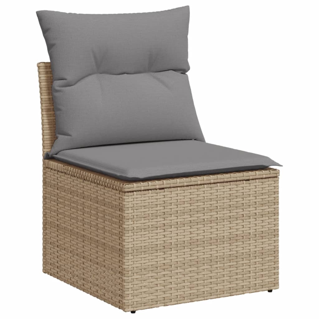 Set canapele de gradina, 9 piese, cu perne, bej, poliratan — imaginea 4