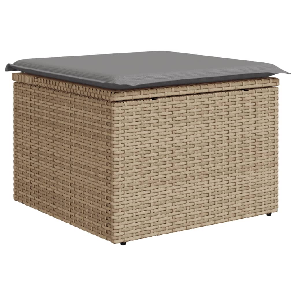 Set canapele de gradina, 13 piese, cu perne, bej, poliratan — imaginea 4
