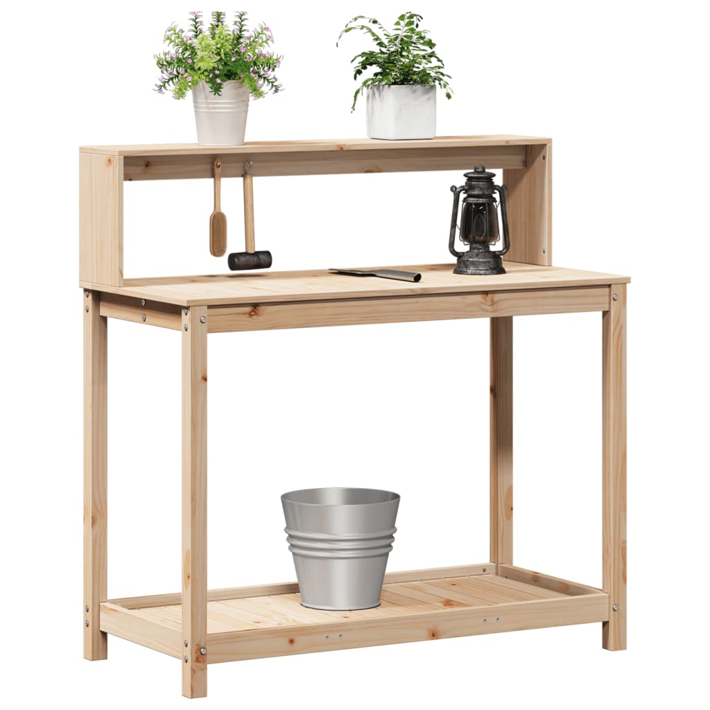 Masa de plantare cu rafturi, 108x50x109,5 cm, lemn masiv pin — imaginea 4