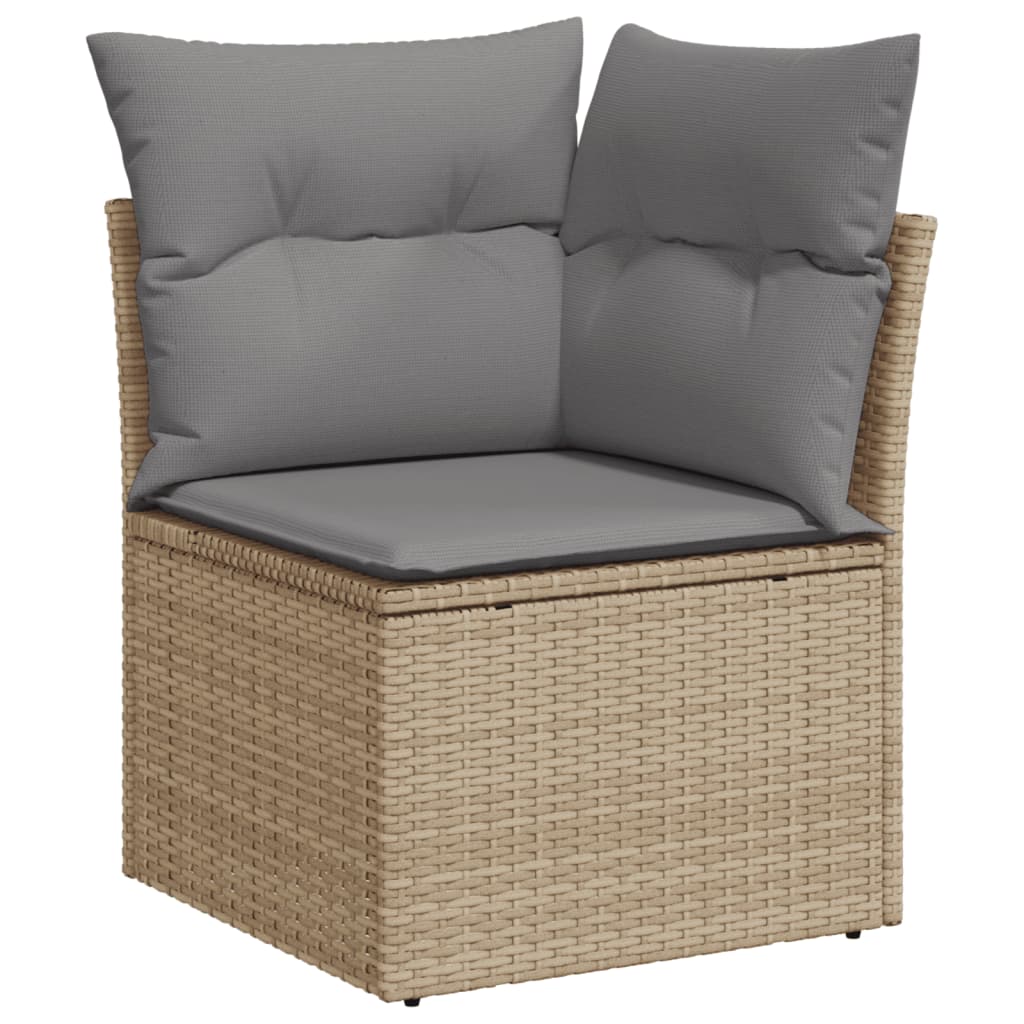 Set canapele de gradina cu perne, 10 piese, bej, poliratan — imaginea 4