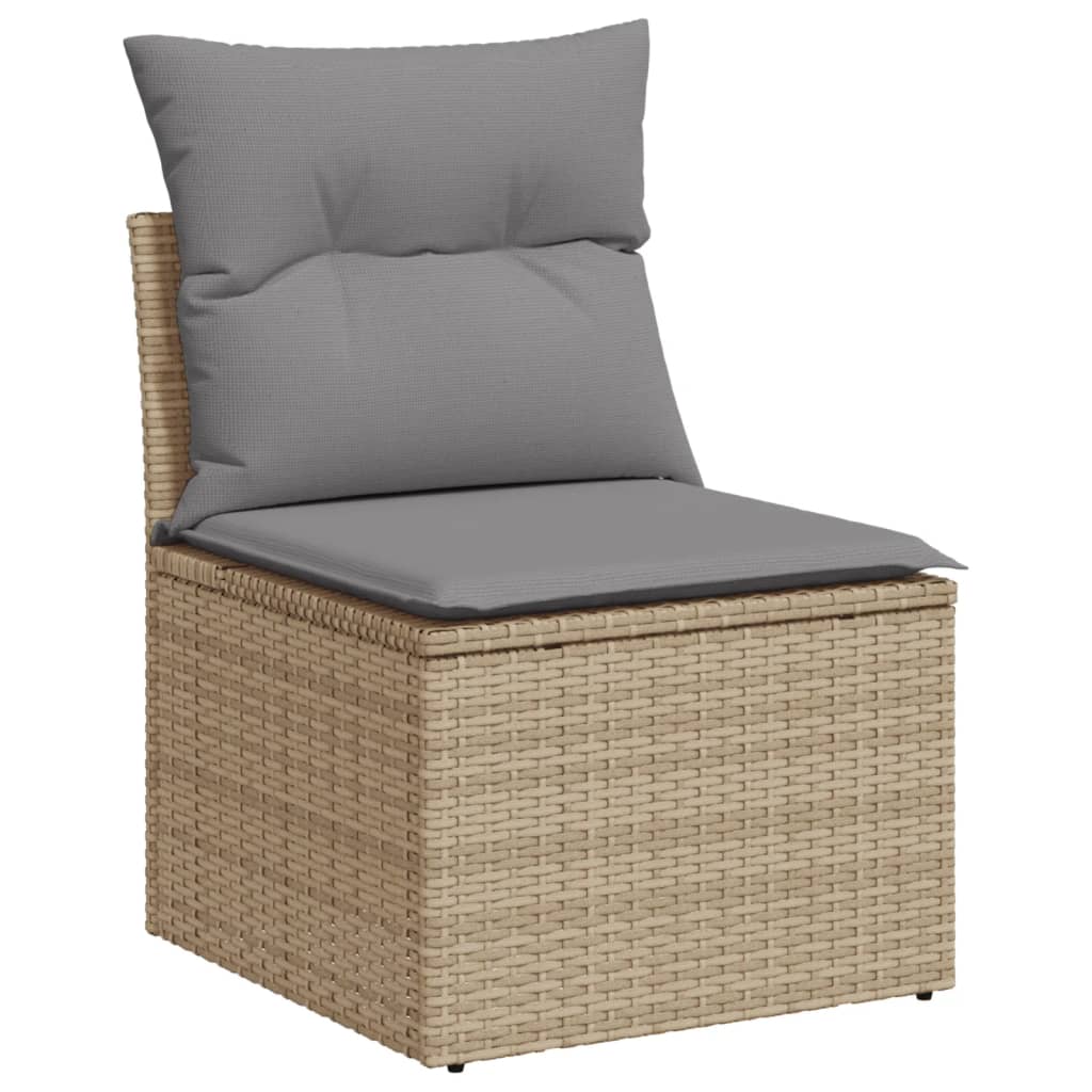 Set canapele de gradina cu perne, 10 piese, bej, poliratan — imaginea 5