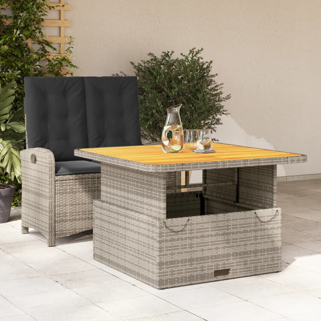 Set mobilier de gradina cu perne, 2 piese, gri, poliratan — imaginea 2