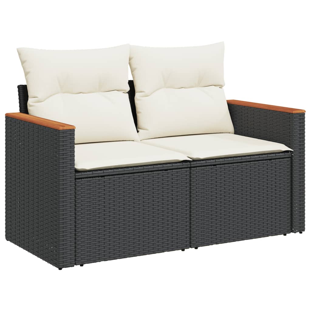 Set canapele de gradina cu perne, 11 piese, negru, poliratan — imaginea 5