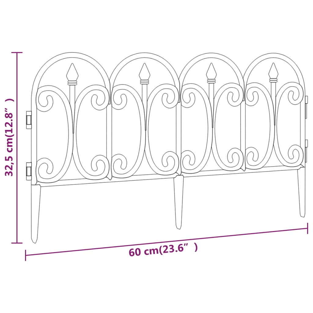 Borduri de gazon, 17 buc., negru, 10 m, PP - 5 | YEO